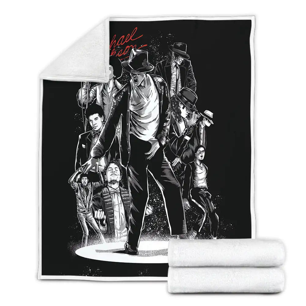 Michael Jackson The King Of Pop Through Times Illustration Fleece Blanket Gift For Christmas Thanksgiving Halloween