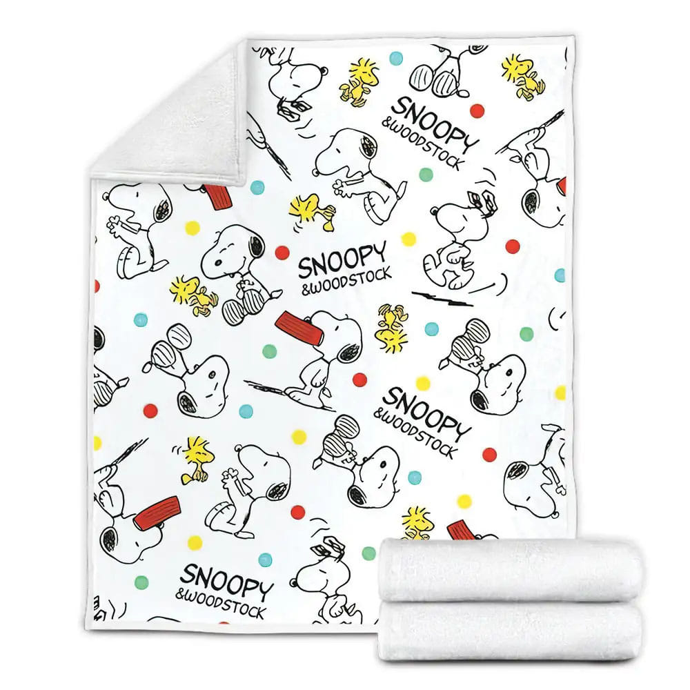 Peanuts Snoopy And Woodstock Funny Drawings Pattern Fleece Blanket Gift For Birthday Halloween Christmas Thanksgiving