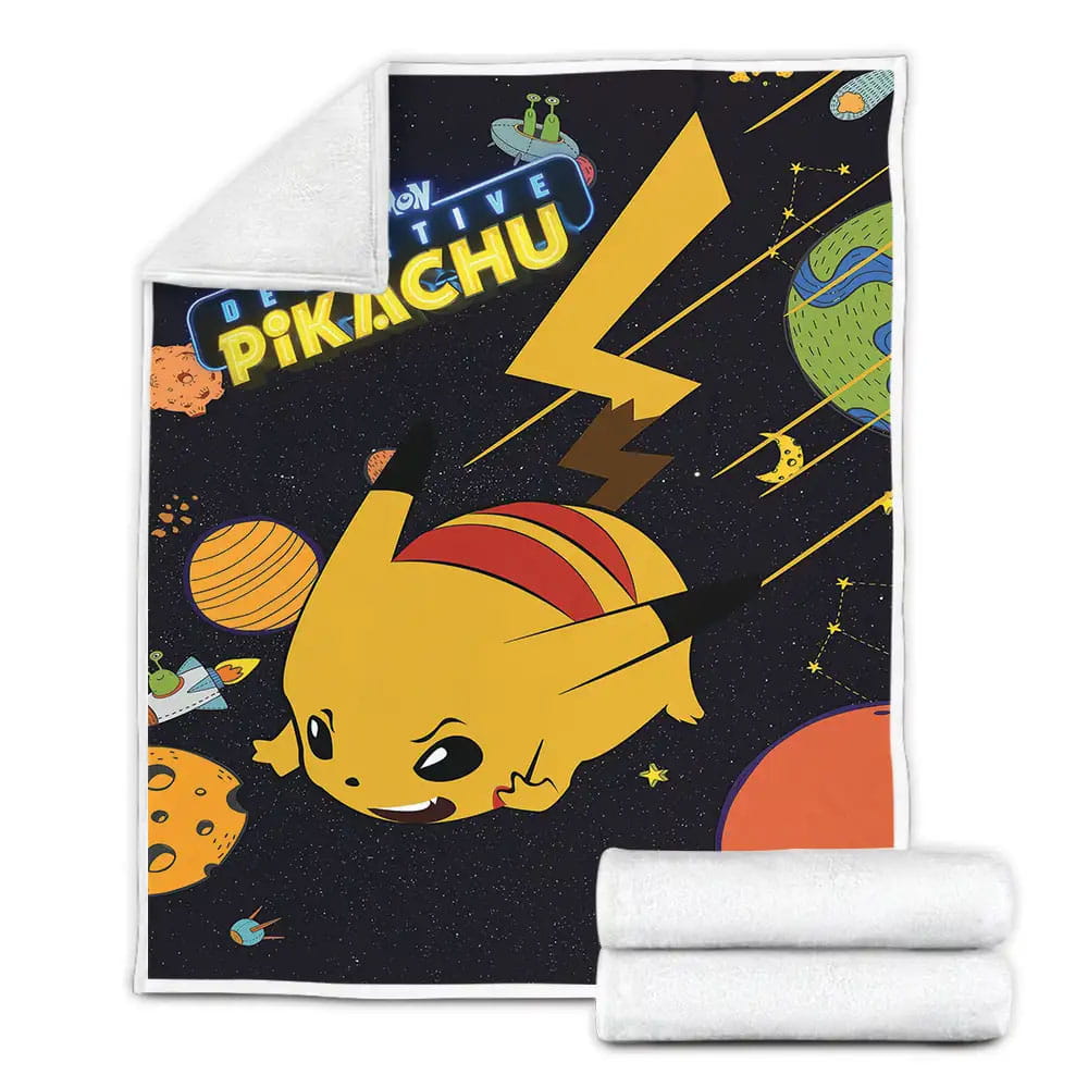 Pokemon Detective Pikachu Movie The Universe Poster Fleece Blanket Gift For Birthday Halloween Christmas Thanksgiving