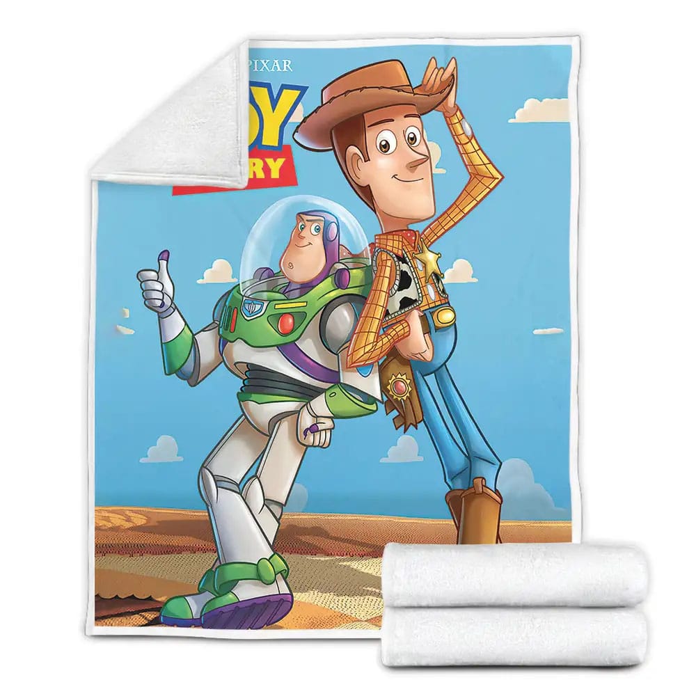 Walt Disney Toy Story Woody And Buzz Lightyear In 3D Artwork Fleece Blanket Gift For Christmas Thanksgiving Halloween