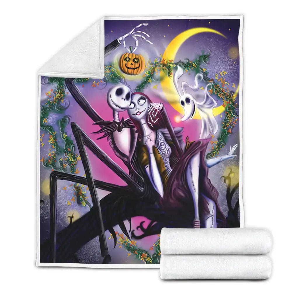 The Nightmare Before Christmas Jack And Sally Halloween Vibe Fleece Blanket Gift For Christmas Thanksgiving Halloween