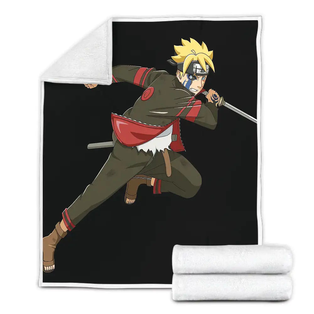 Boruto Naruto Next Generations Movie Black Background Photo Fleece Blanket Gift For Christmas Thanksgiving Halloween