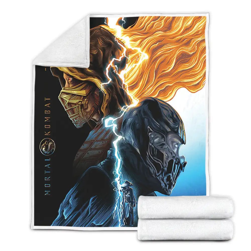 Mortal Kombat 2021 Movie Scorpion And Sub Zero Art Fleece Blanket Gift For Birthday Halloween Christmas Thanksgiving