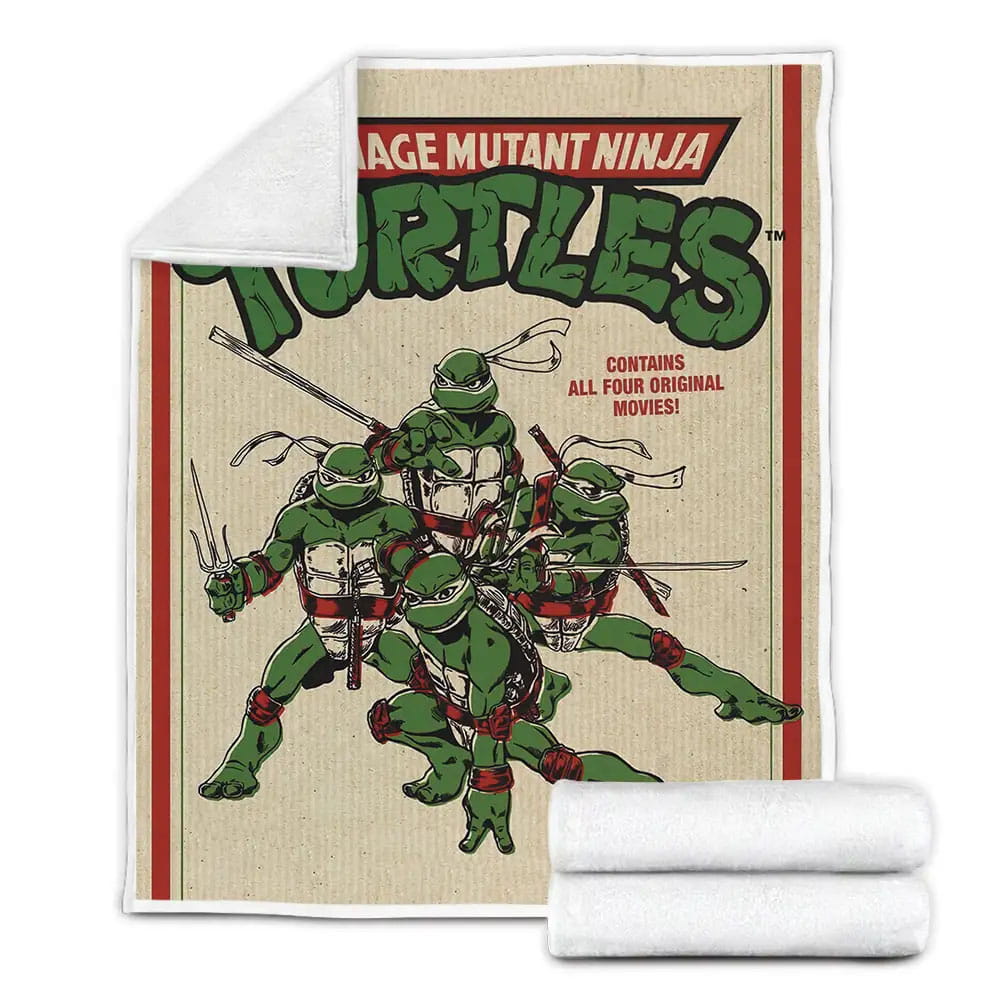 Teenage Mutant Ninja Turtles The Movie 1990 Movie Poster Fleece Blanket Gift For Christmas Thanksgiving Halloween