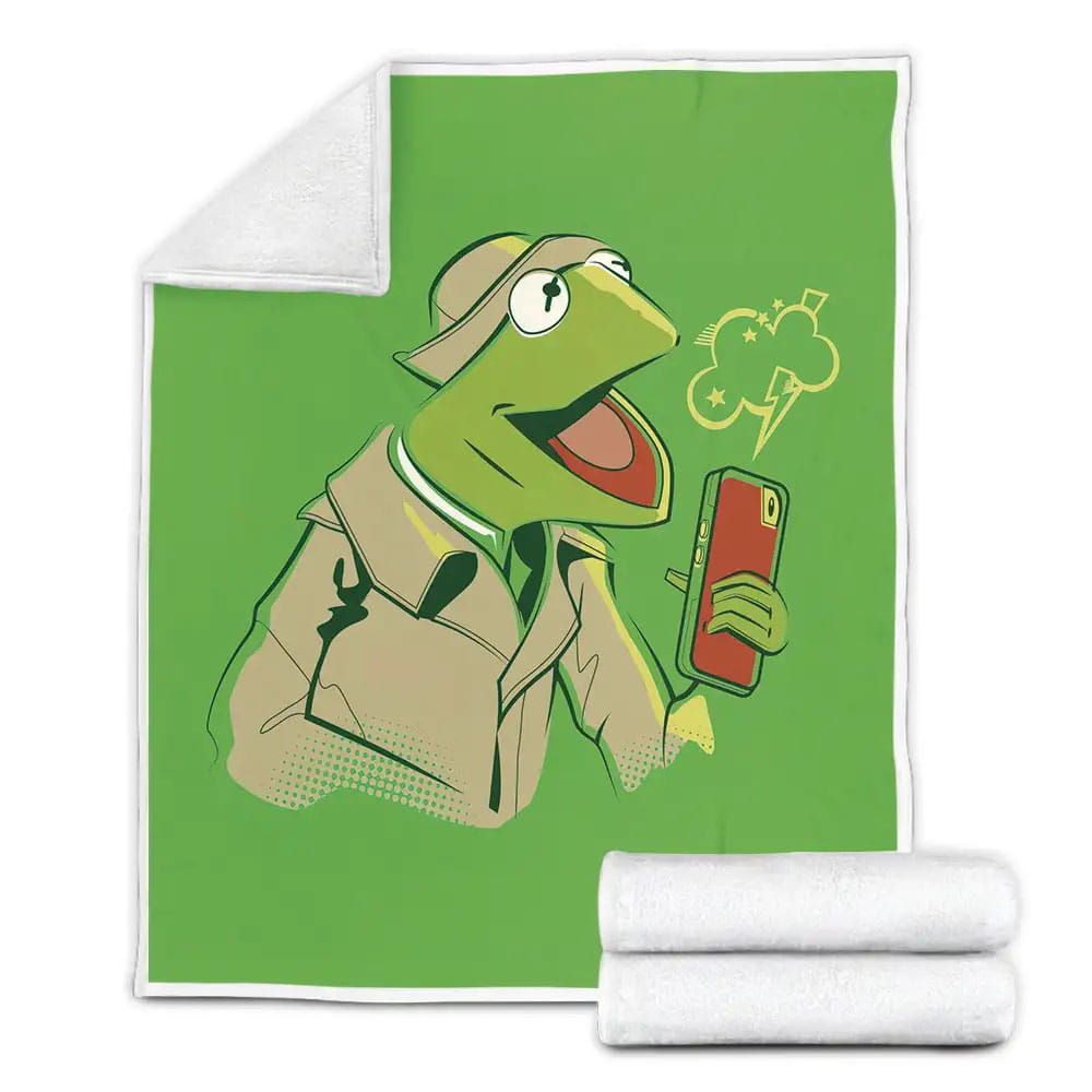 The Muppets Kermit The Frog As A Reporter Illustration Fleece Blanket Gift For Birthday Halloween Christmas Thanksgiving