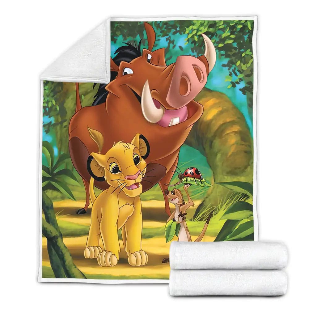 The Lion King Young Simba Timon And Pumbaa In The Jungle Fleece Blanket Gift For Birthday Halloween Christmas Thanksgiving
