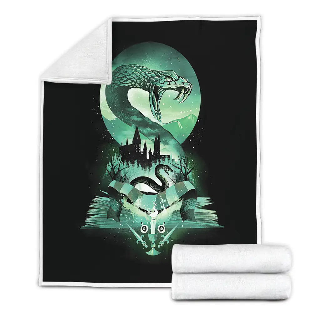 Harry Potter Slytherin House In Hogwarts Illustration Fleece Blanket Gift For Birthday Halloween Christmas Thanksgiving