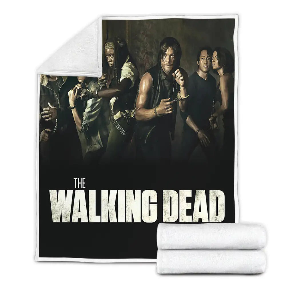 The Walking Dead Scene Movie In The Film Are Fighting Fleece Blanket Gift For Birthday Halloween Christmas Thanksgiving