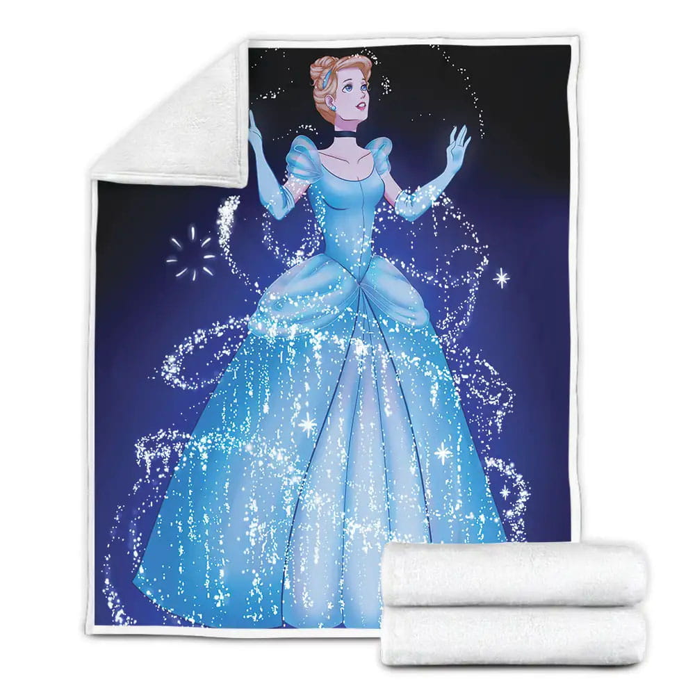 Disney Princess Cinderella In New Dress After Transformation Fleece Blanket Gift For Christmas Thanksgiving Halloween
