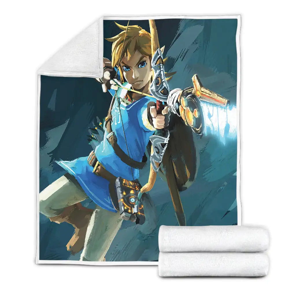 The Legend Of Zelda Link With His Bow And Light Arrow Painting Fleece Blanket Gift For Christmas Thanksgiving Halloween