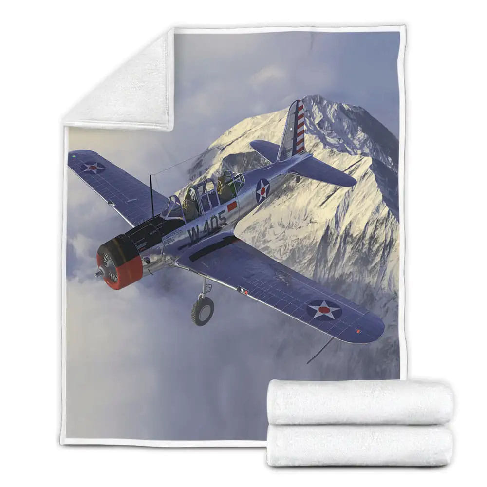 Military Weapon Ww2 The Us Plane  Vultee Bt-13/Bt-15 Valiant Fleece Blanket Gift For Christmas Thanksgiving Halloween