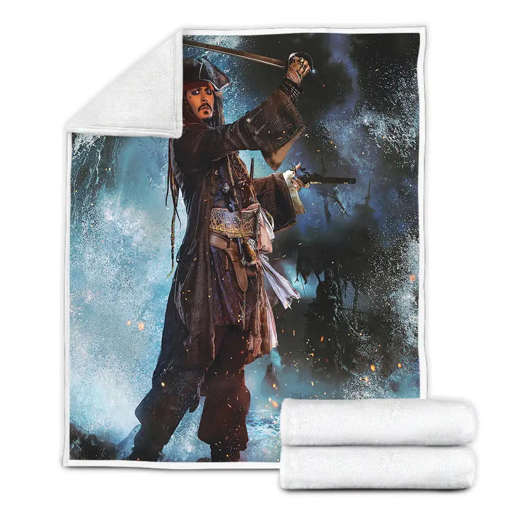 Dead Men Tell No Tales 2017 Johnny Deep Poster Fanart Fleece Blanket Gift For Birthday Halloween Christmas Thanksgiving