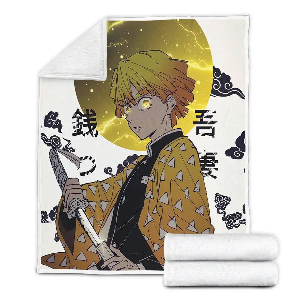 Demon Slayer Zenitsu Agatsuma Thunder Breathing Artwork Fleece Blanket Gift For Birthday Halloween Christmas Thanksgiving