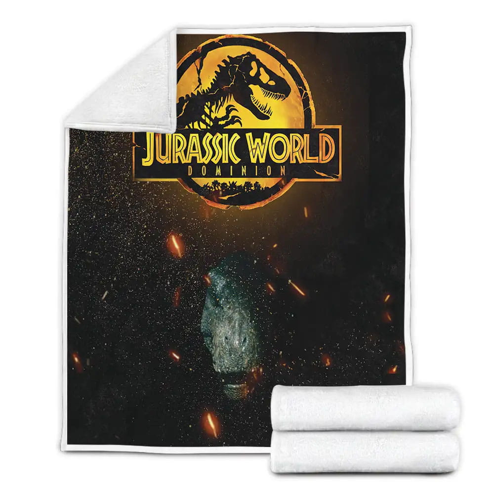 Jurassic World Dominion 2022 Life Found A Way Movie Poster Fleece Blanket Gift For Christmas Thanksgiving Halloween