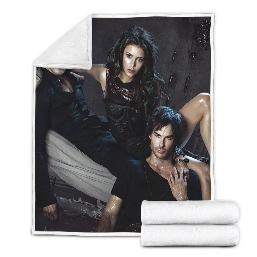 The Vampire Diaries 2009-2017 On The Bed Movie Poster Fleece Blanket Gift For Birthday Halloween Christmas Thanksgiving
