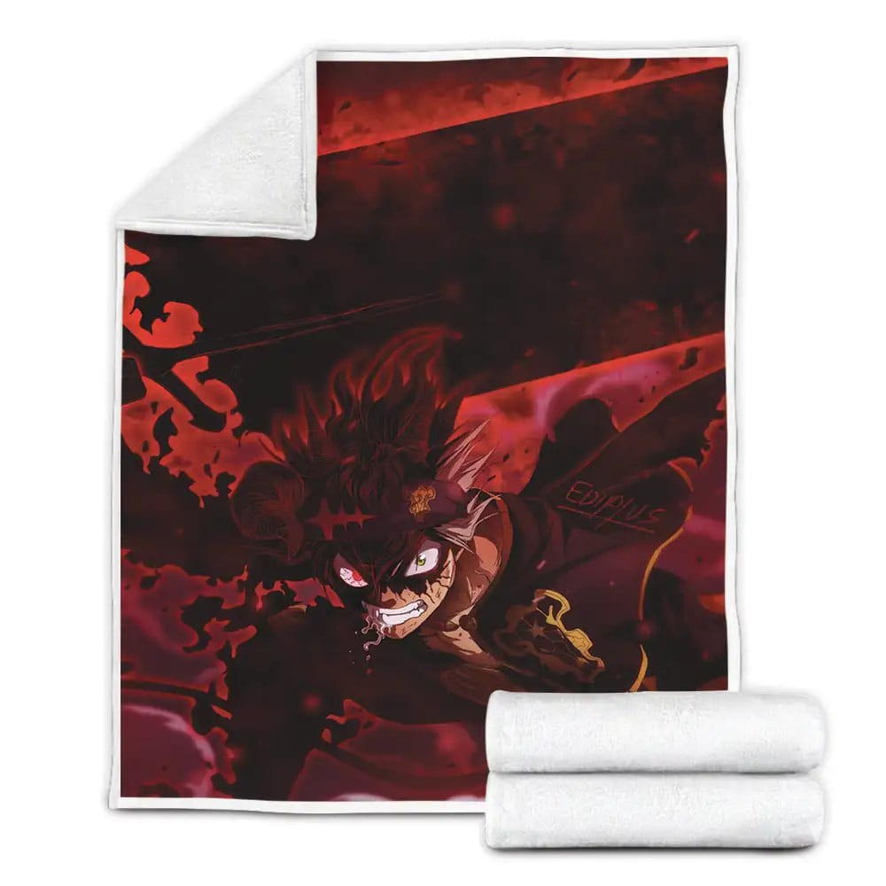 Black Clover Asta With Demon-Dweller Sword In The Smoke Fleece Blanket Gift For Birthday Halloween Christmas Thanksgiving