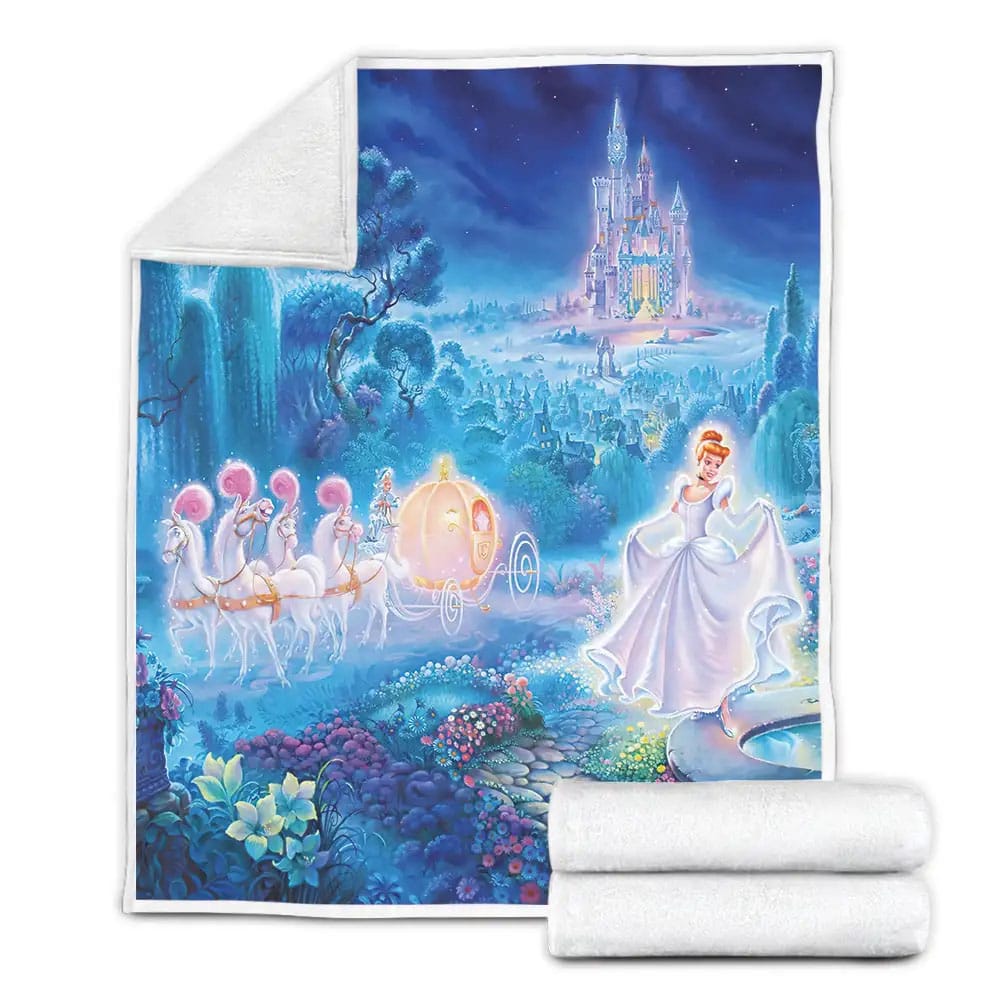 Disney Princess Cinderella And The Magical Pumpkin Coach Fleece Blanket Gift For Birthday Halloween Christmas Thanksgiving
