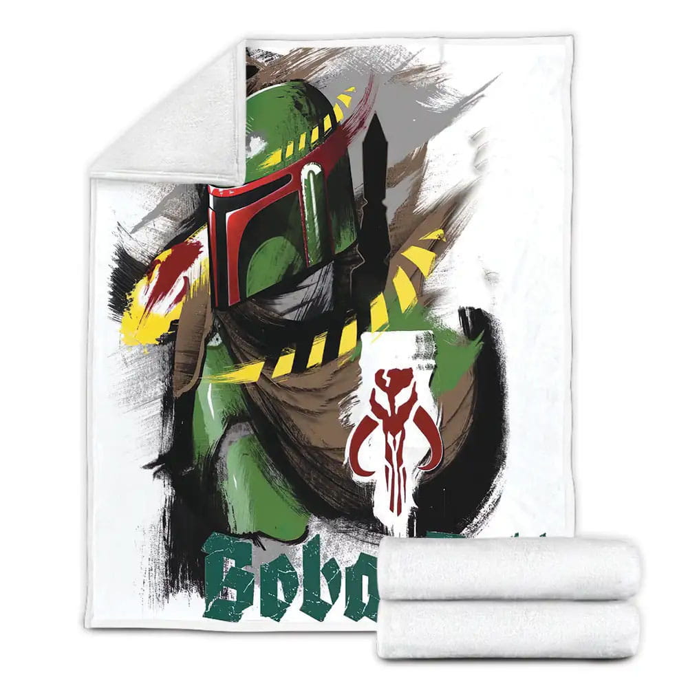 Star Wars Boba Fett The Man Hunter Crest Symbol Painting Fleece Blanket Gift For Birthday Halloween Christmas Thanksgiving