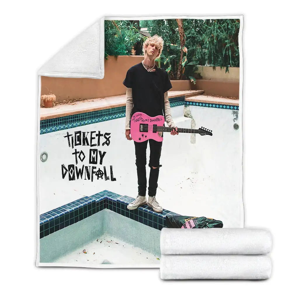 Machine Gun Kelly Tickets To My Downfall Album Art Cover Fleece Blanket Gift For Birthday Halloween Christmas Thanksgiving