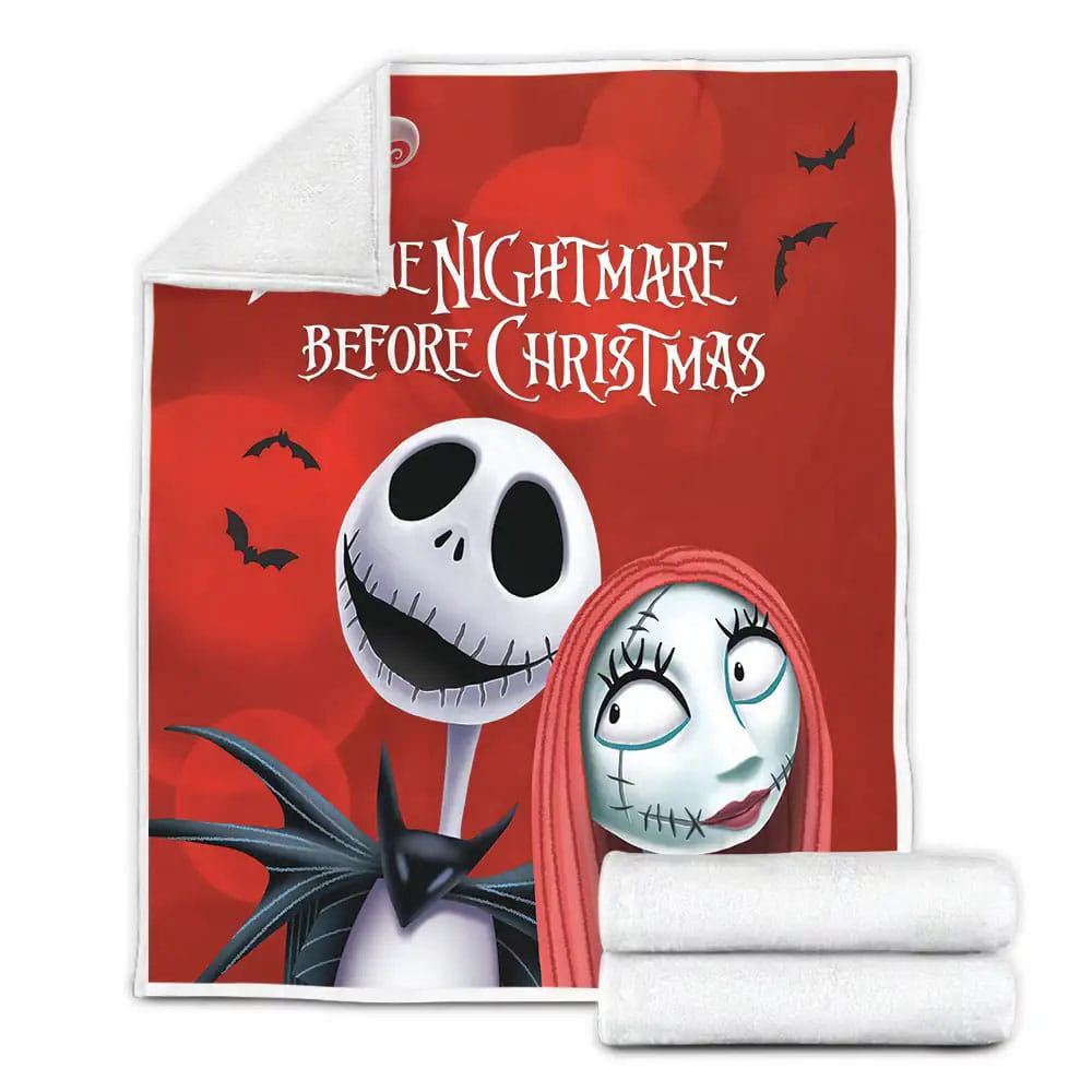 The Nightmare Before Christmas Jack And Sally On Red Theme Fleece Blanket Gift For Birthday Halloween Christmas Thanksgiving