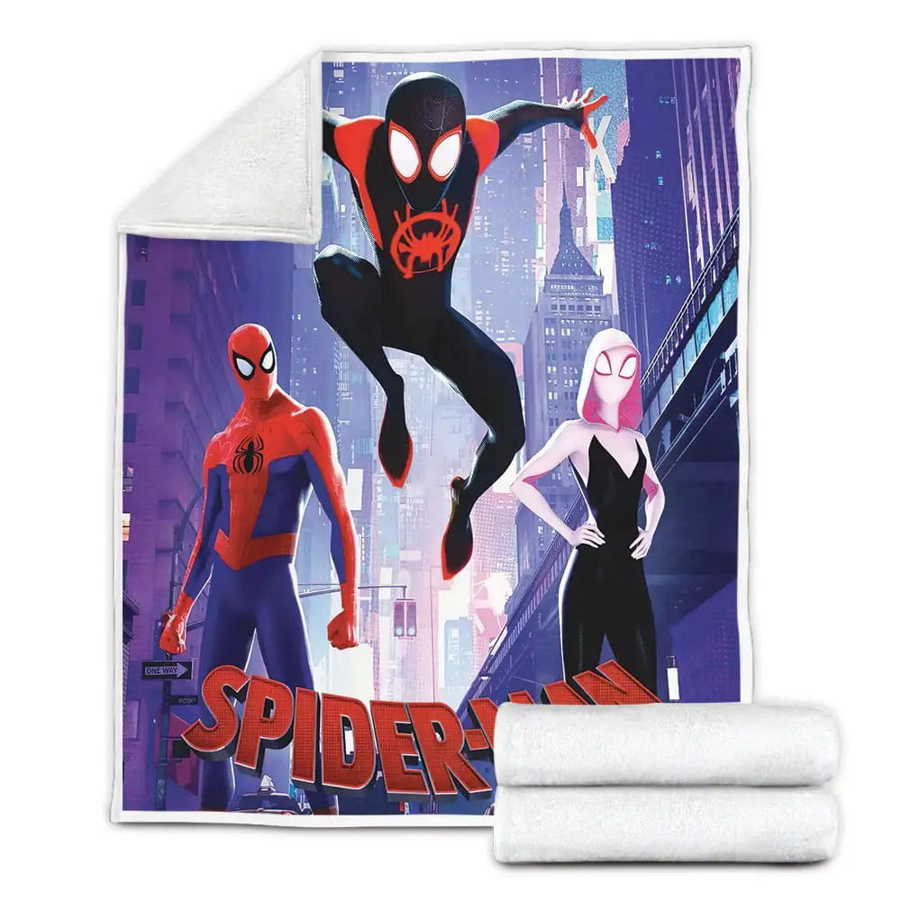 Spider-Man Of Into The Spider Verse Posing On The Street Fleece Blanket Gift For Birthday Halloween Christmas Thanksgiving