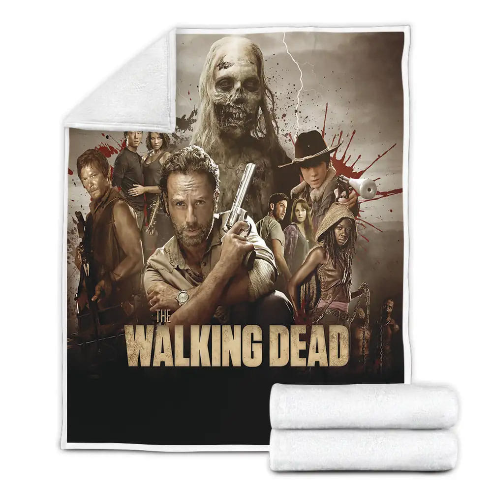 The Walking Dead The Men With Gun And The Dead And Many People In The Movie Poster Fleece Blanket 