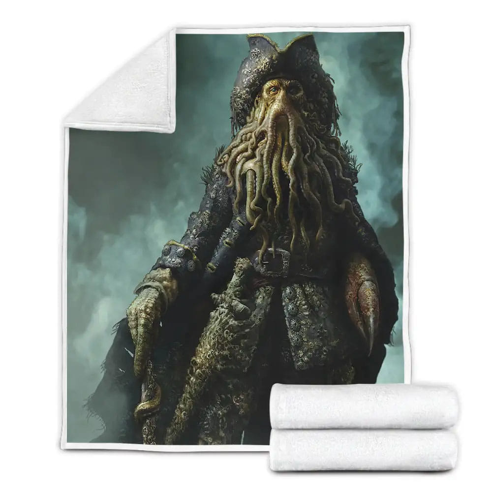 Pirates Of The Caribbean Captain Davy Jones Digital Portrait Fleece Blanket 