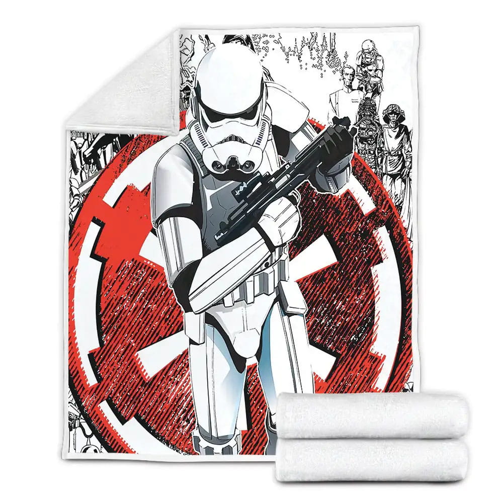 Star Wars Stormtrooper On Red Galactic Empire Logo Drawing Fleece Blanket Gift For Birthday Halloween Christmas Thanksgiving