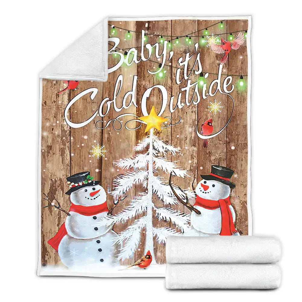 Snowman Christmas Tree Baby Its Cold Outside Perfect Gifts For Snowman Lover Gifts Fleece Blanket 