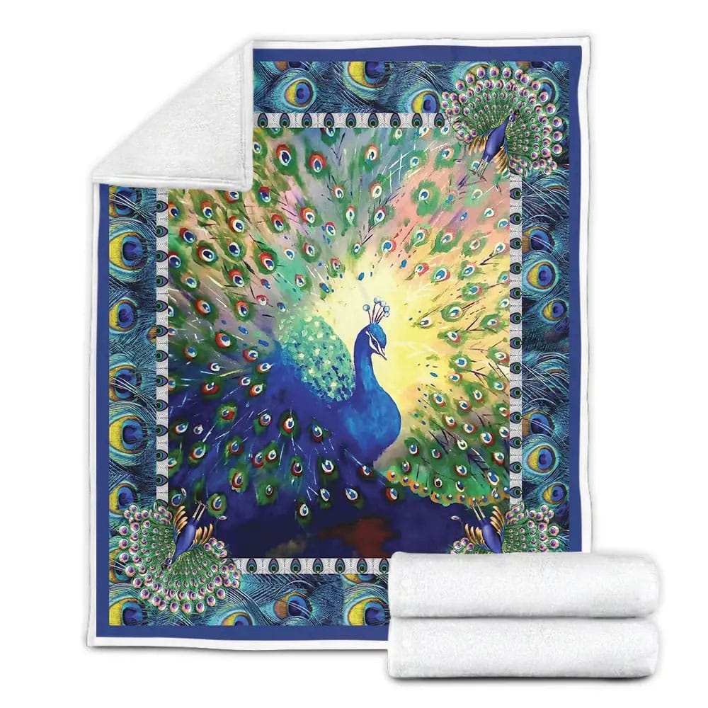Peacock With Bright Feathers Perfect Gifts For Peacock Lover Gifts Fleece Blanket 