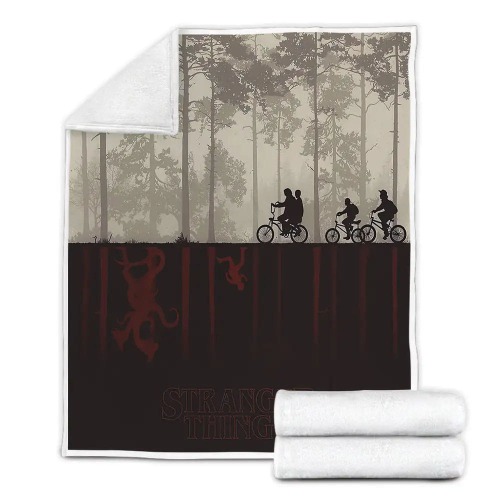 Stranger Things The Party Silhouettes Reflection Upside Down World Art Fleece Blanket 