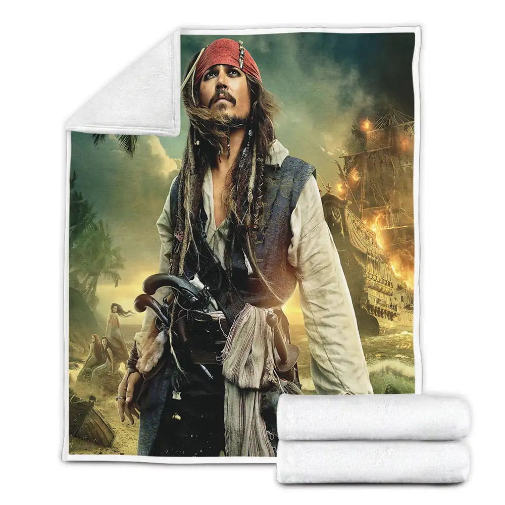 Pirates Of The Caribbean Captain Jack Sparrow And The Mermaids Fleece Blanket 