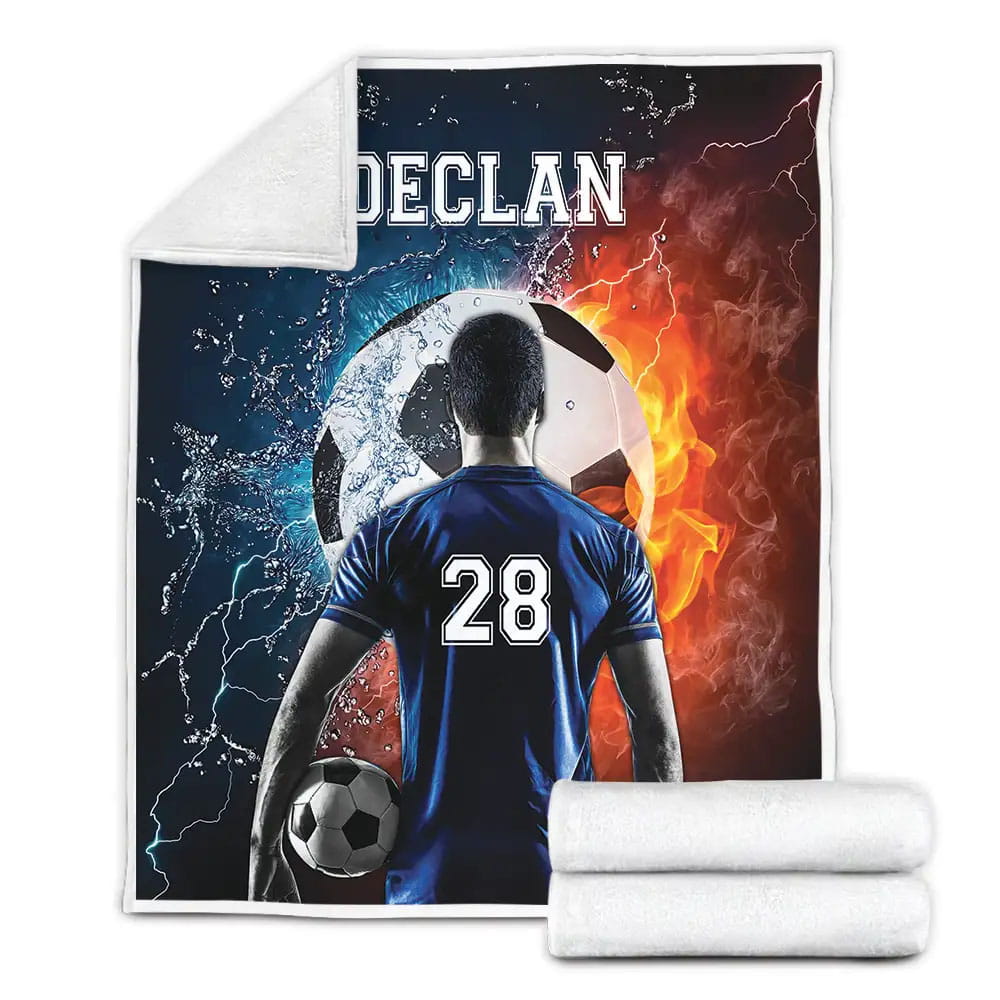 Petmytshirt Soccer Love Custom With Your Name And Your Number Fleece Blanket 