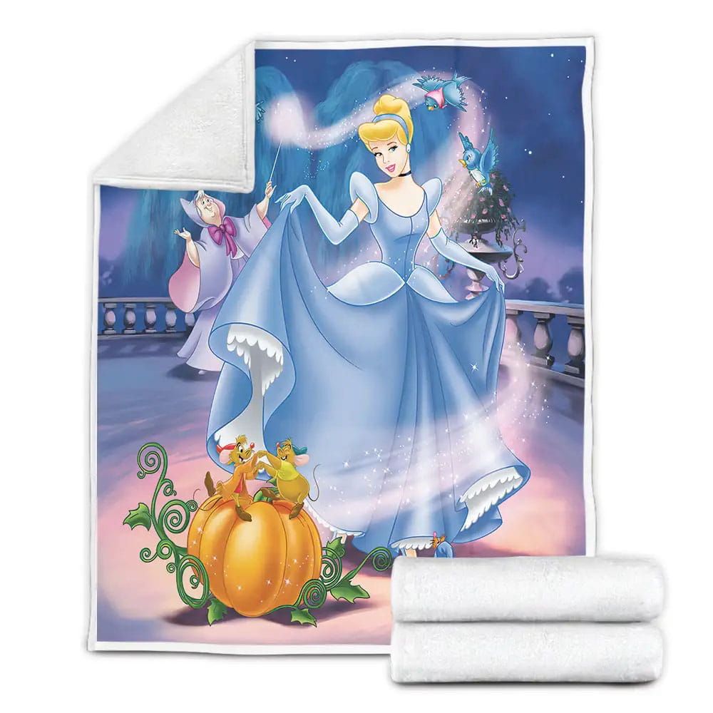 Disney Princess Cinderella With Fairy Godmother And The Pumpkin Fleece Blanket 