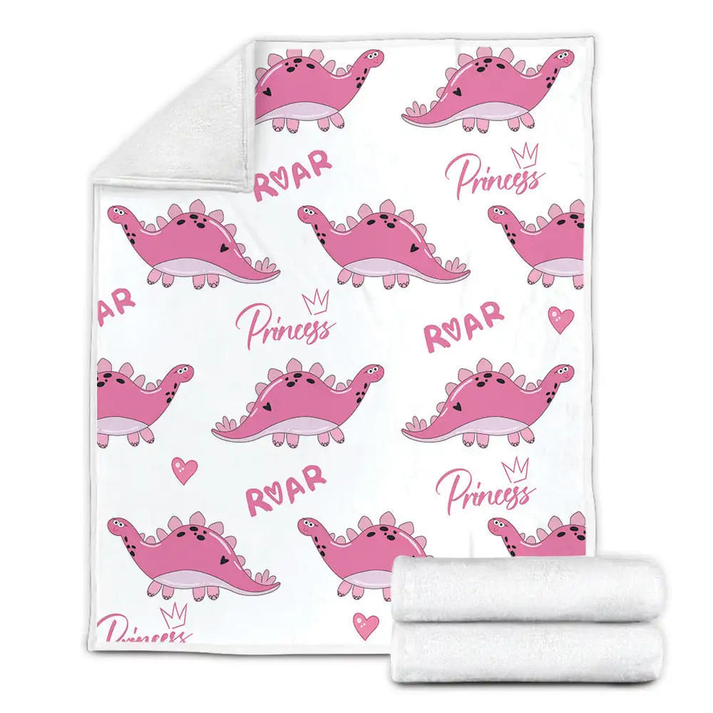 Pink Princess Roar Dinosaur Perfect Gifts For Dinosaur Lover Gifts Fleece Blanket 