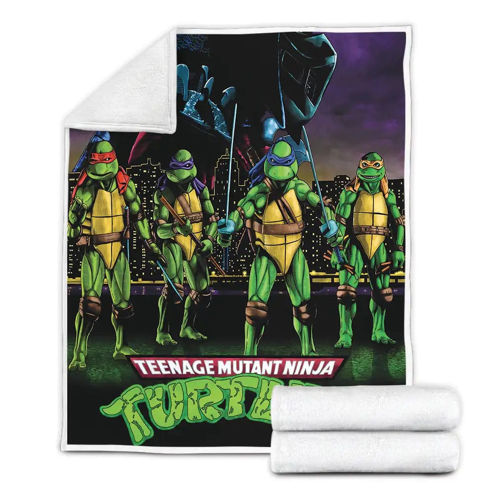 Teenage Mutant Ninja Turtles The Movie 1990 Movie Poster Fanart Fleece Blanket 