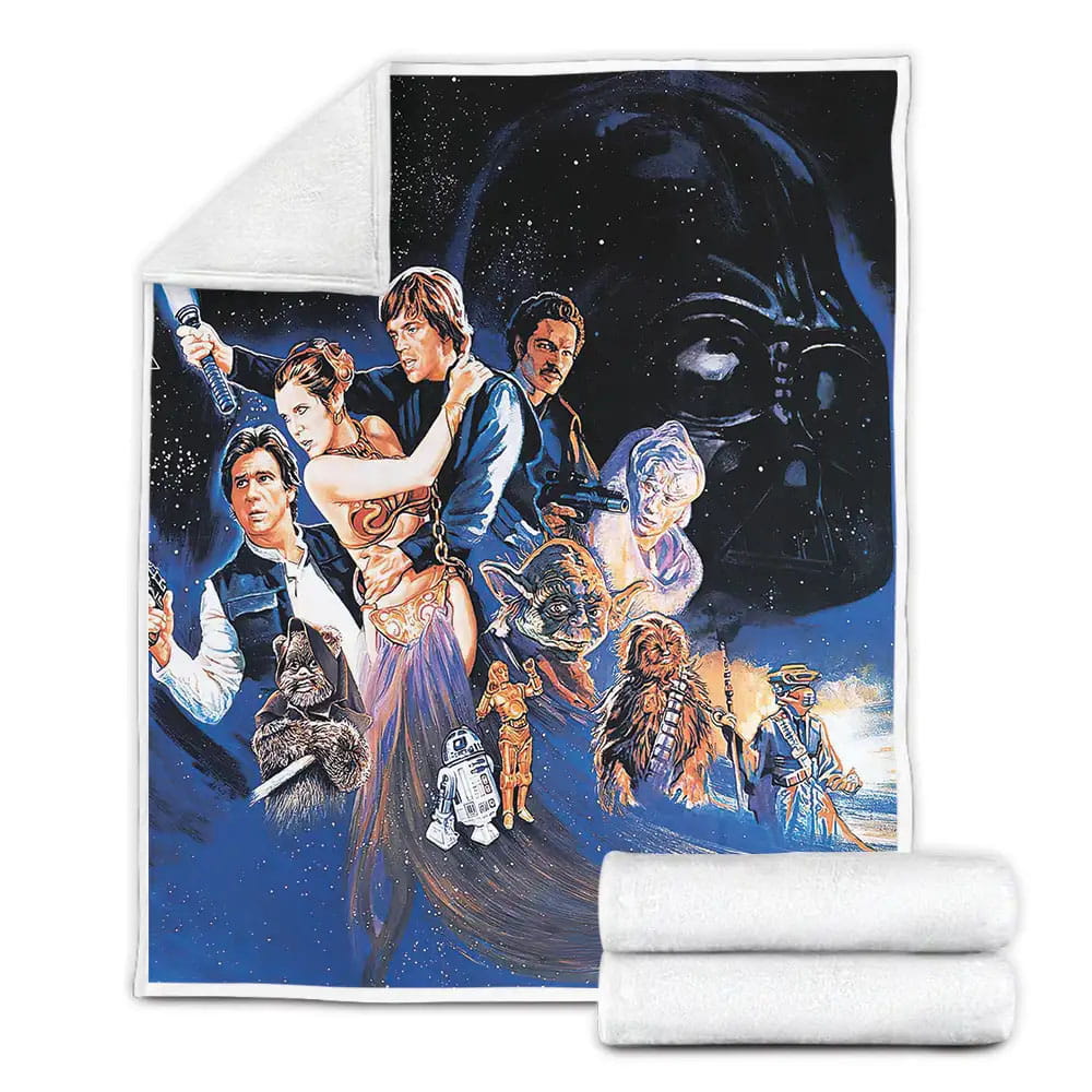 Star Wars Episode Vi  Return Of The Jedi The Saga Continues Movie Poster Fleece Blanket 