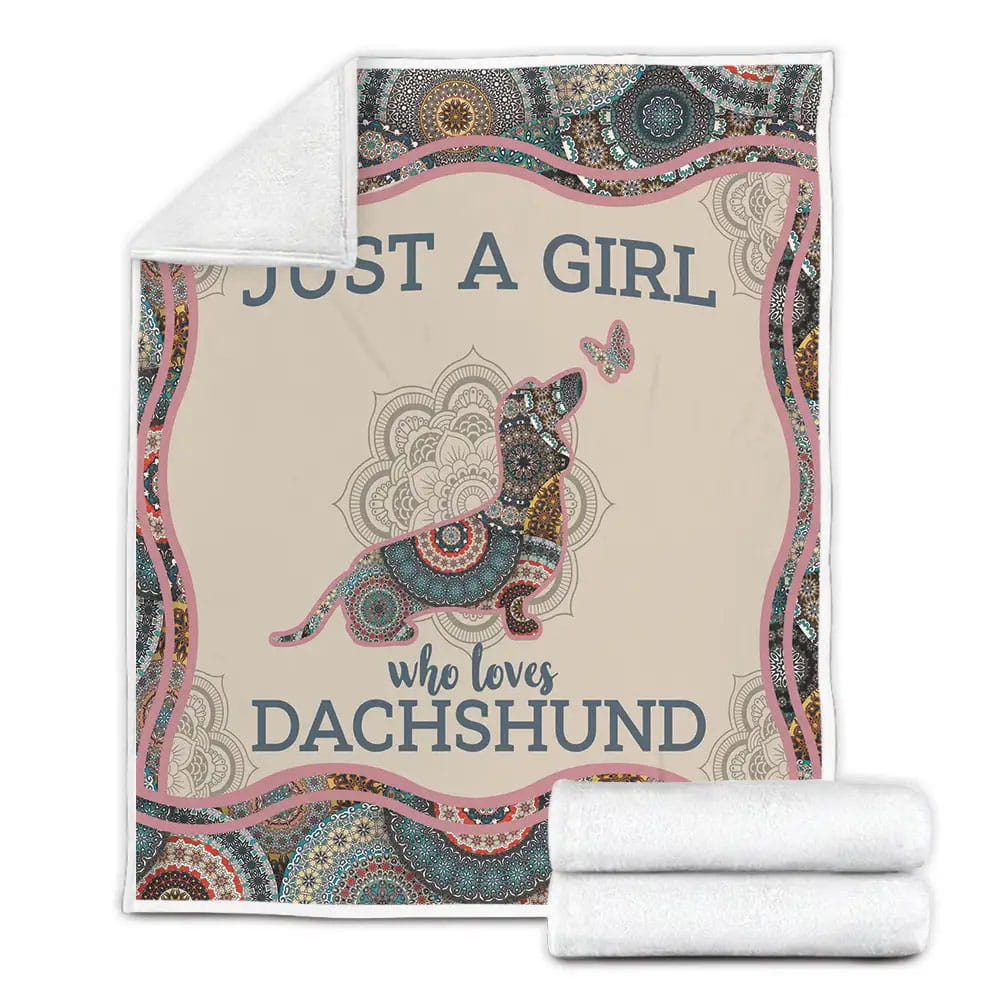 Dachshund Dog And Mandala Pattern Just A Girl Who Loves Dachshund Fleece Blanket 