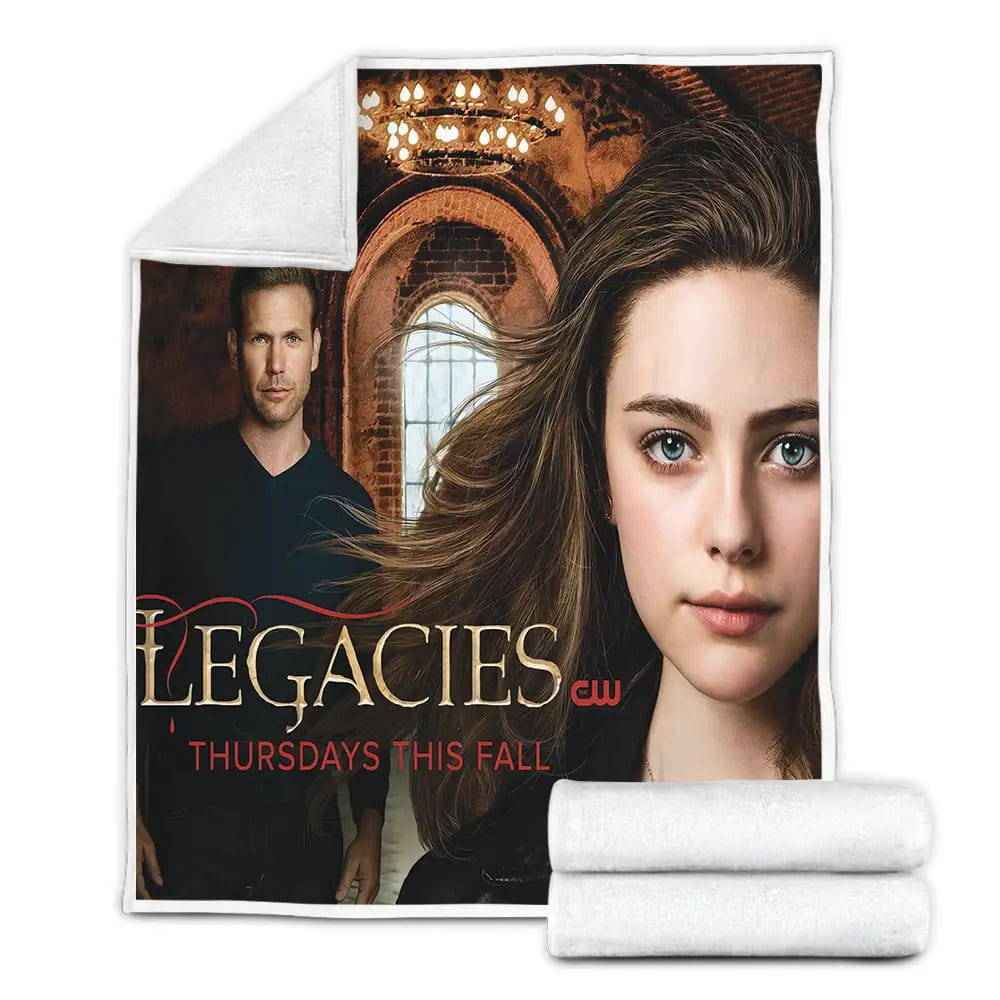 Legacies 2018 Hope Mikaelson And Alaric Saltzman In Library Movie Poster Fleece Blanket 