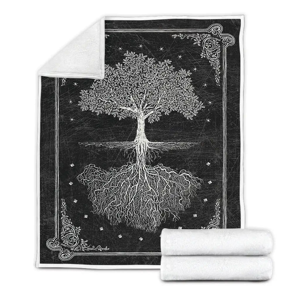 Tree Of Life Reflection Black And White Perfect Gifts For Tree Of Life Lover Gifts Fleece Blanket 