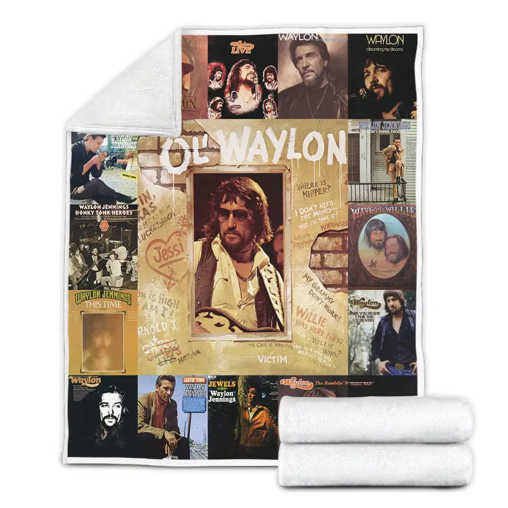 Waylon Jennings Fleece Blanket Gift For Mothers Day Fathers Day
