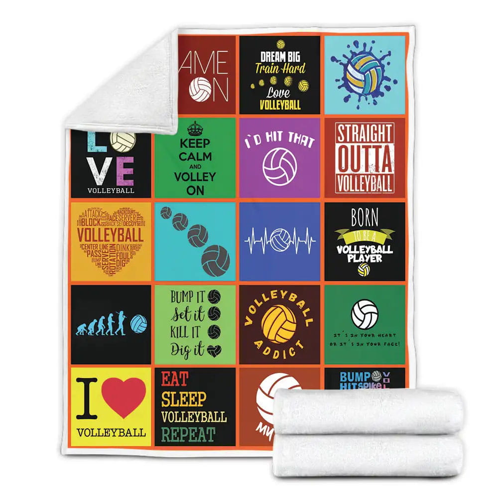Volleyball Keep Calm And Volley On Fleece Blanket Gift For Birthday Halloween Christmas