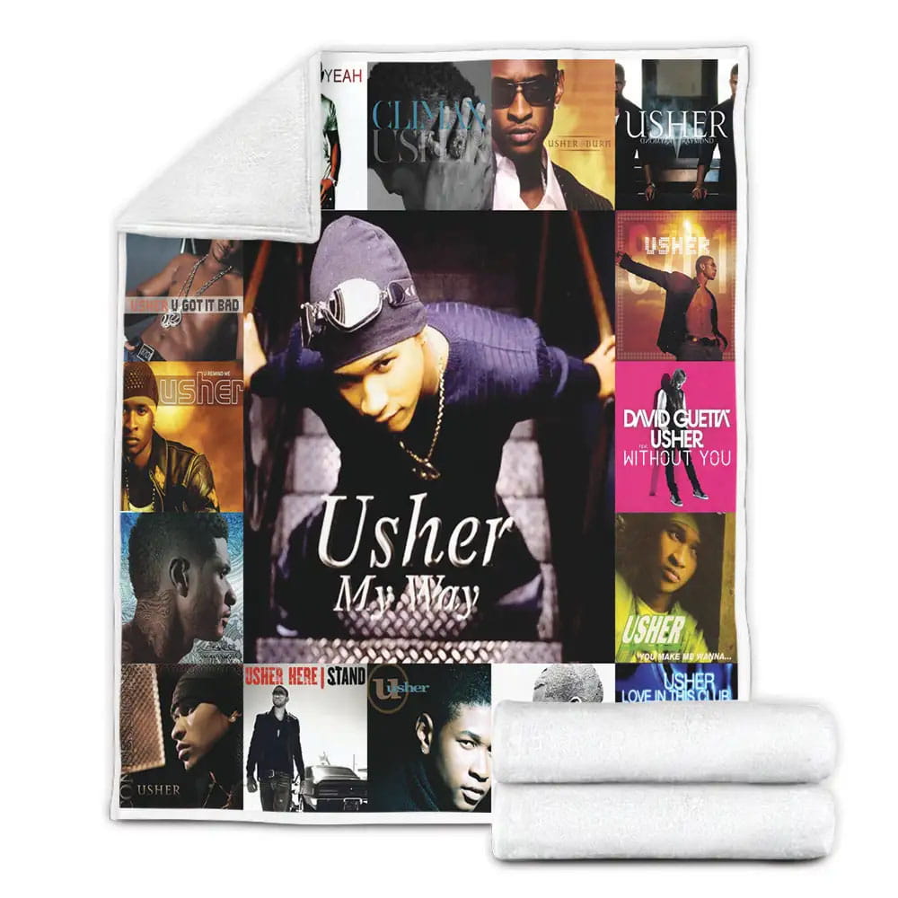 Usher Albums Fleece Blanket Gift For Birthday Halloween Christmas