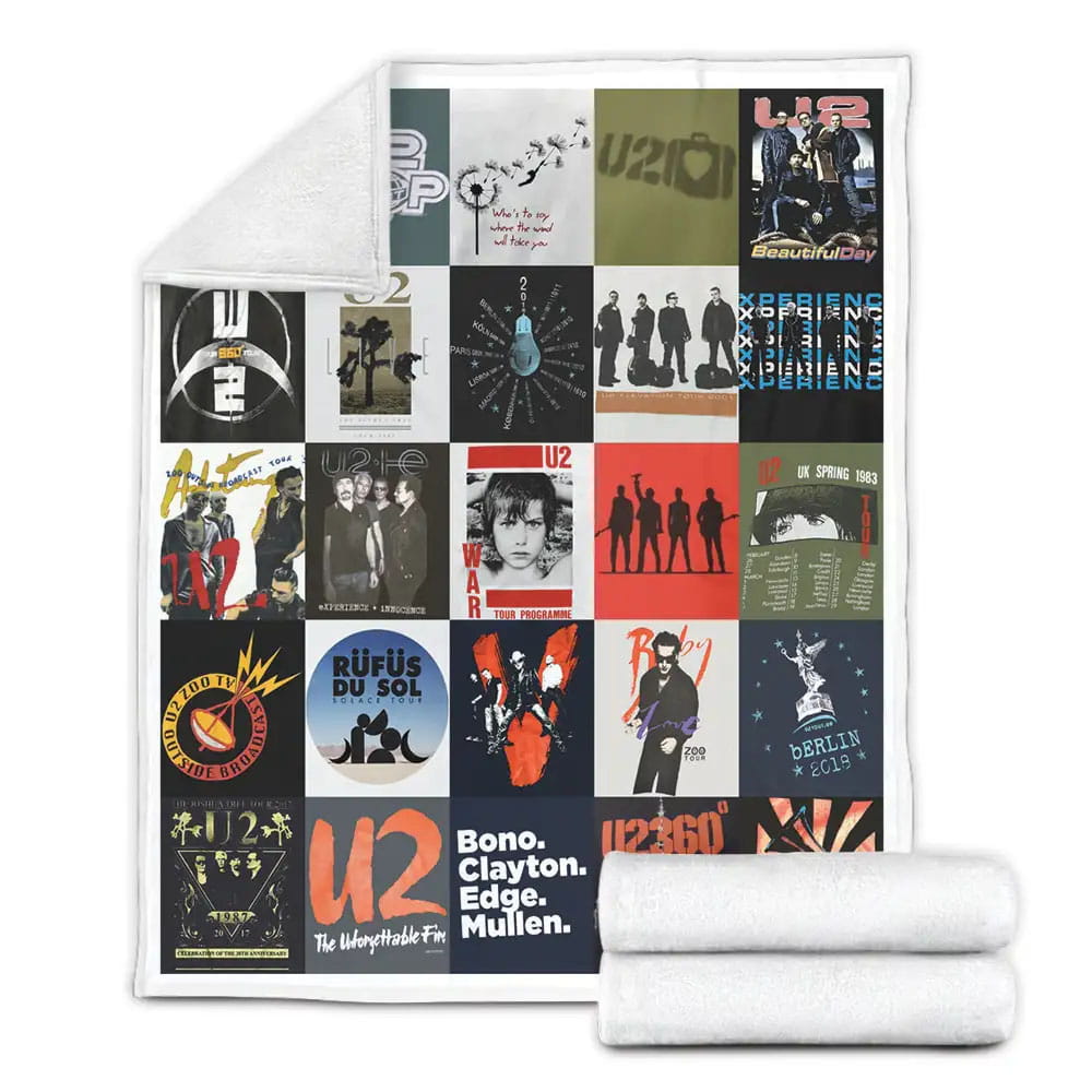 U2 Tour Shirts Fleece Blanket Gift For Wife Husband Besties