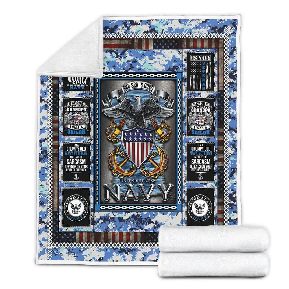 Us Navy Veteran Fleece Blanket Gift For Mothers Day Fathers Day