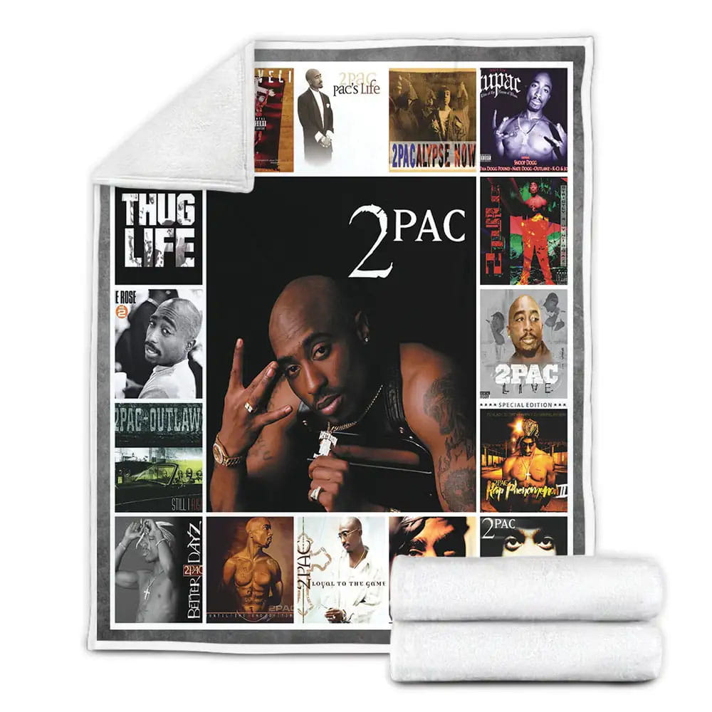 Tupac Shakur Albums Cover Poster Fleece Blanket Gift For Mothers Day Fathers Day