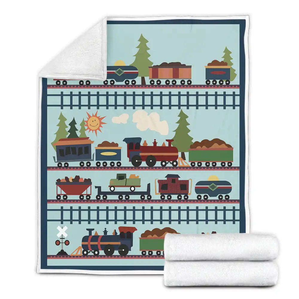 Train On Railway Fleece Blanket Gift For Mothers Day Fathers Day