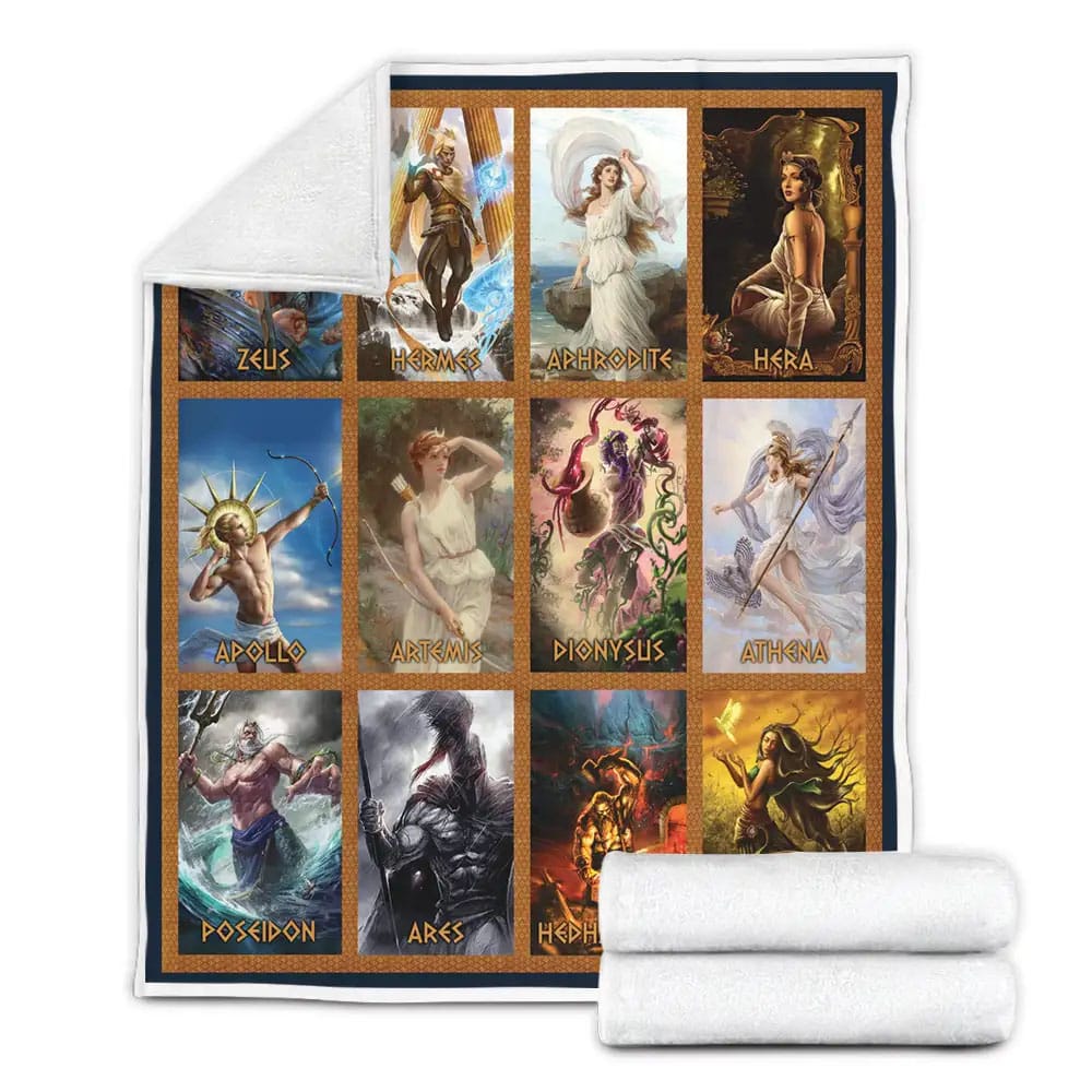 Twelve Olympians Greek Mythology Fleece Blanket Gift For Birthday Halloween Christmas