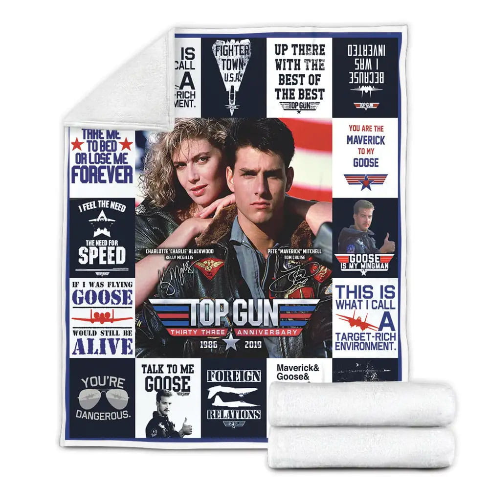 Top Gun Tom Cruise 33th Anniversary Fleece Blanket Gift For Mothers Day Fathers Day