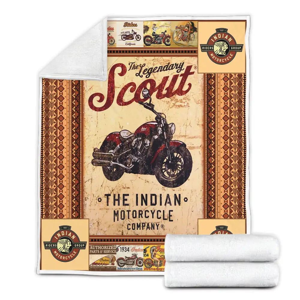 The Legendary Scout Indian Motorcycle Fleece Blanket Gift For Birthday Halloween Christmas